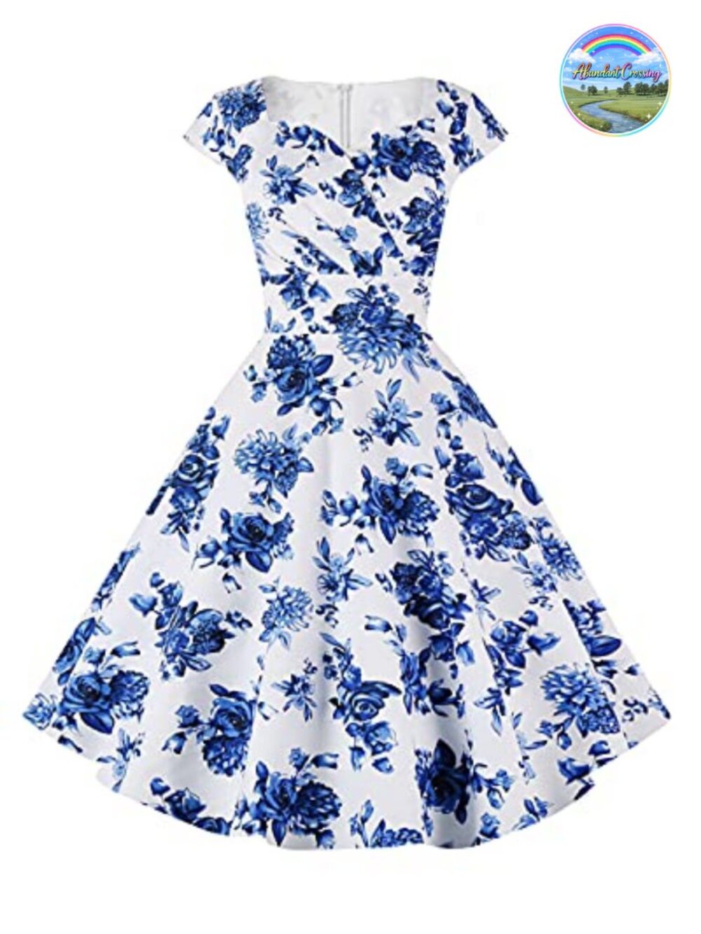 Hanpceirs Women's Cap Sleeve Retro Cocktail Swing Dress with Pockets